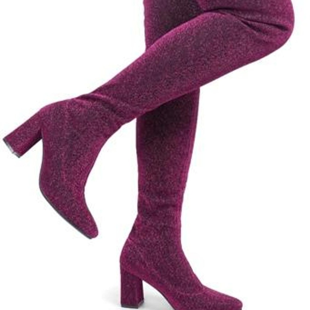 Hawkwell‎ Women's Comfort Chunky Thigh High Boots Pointy-toe and High-heel